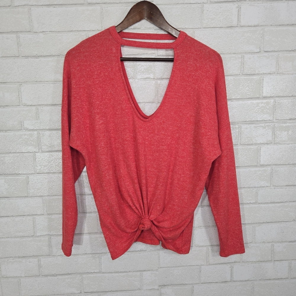 datyrip cute open front/back long sleeve top